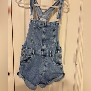 Free People Blue Denim Overalls
